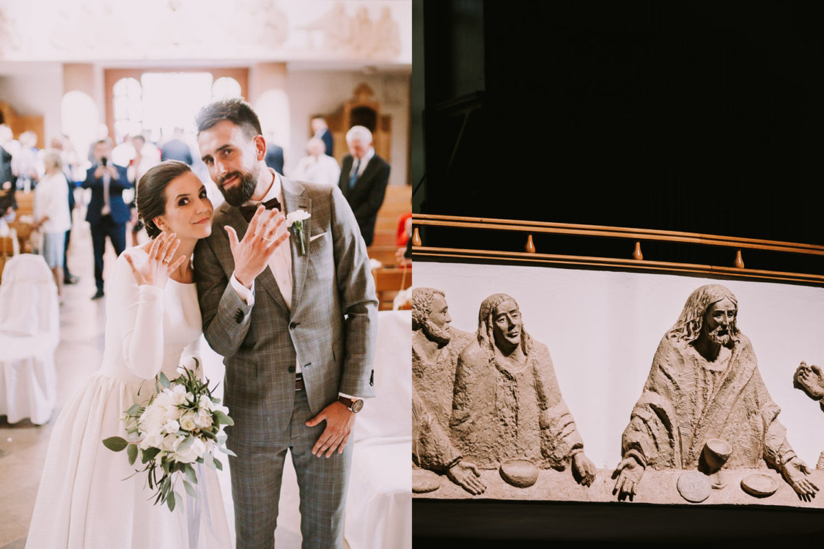 Ślub kościelny, Dekoracja kościoła, Tychy, Fotograf ślubny Warszawa, Duet fotografów