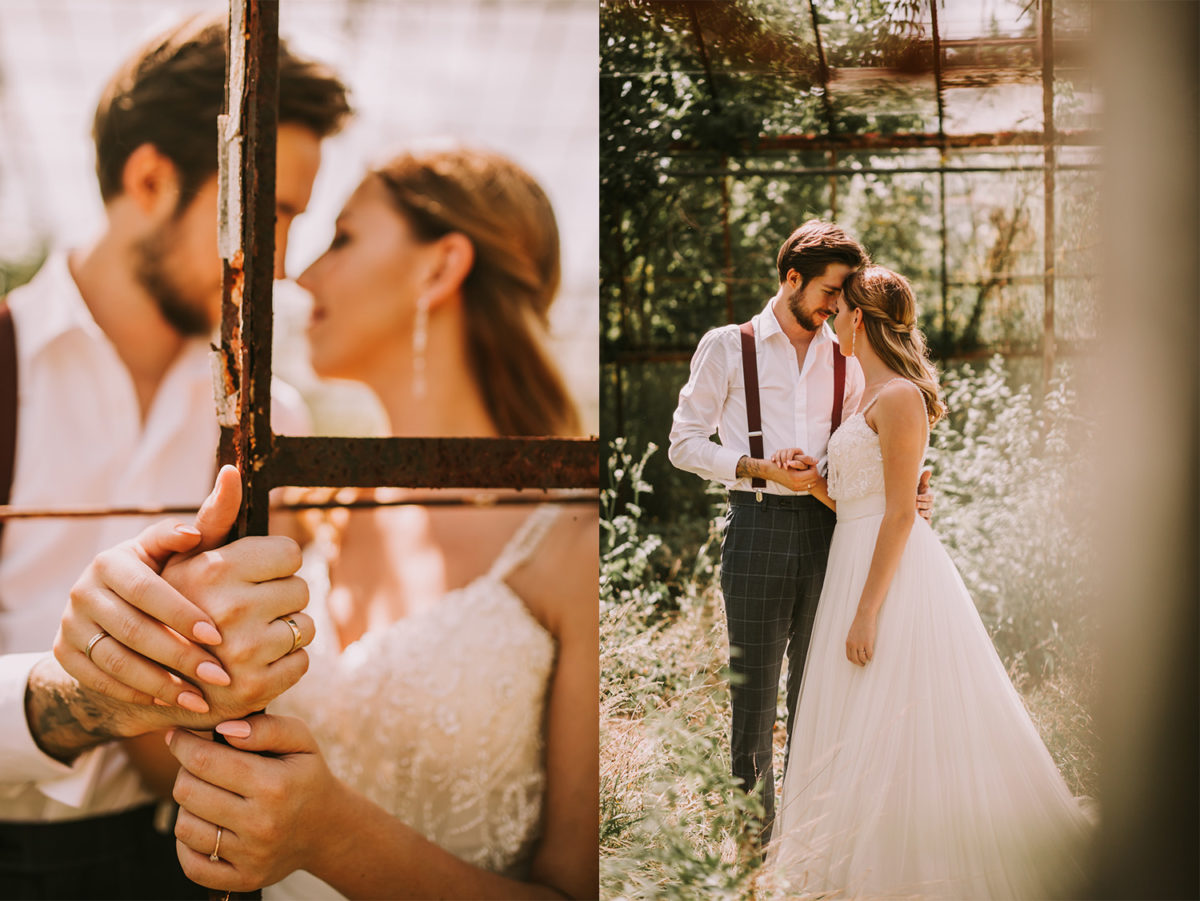 Sesja Ślubna w szklarni, Sesja Ślubna w opuszczonej szklarni, fotograf ślubny Warszawa, fotografia ślubna Warszawa, sesja ślubna w lato w plenerze w naturze