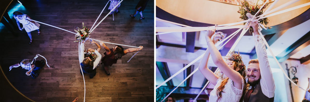 Oczepiny przecinanie wstążek , odcinanie wstążek od bukietu, inne oczepiny, alternatywa dla rzucania bukietem