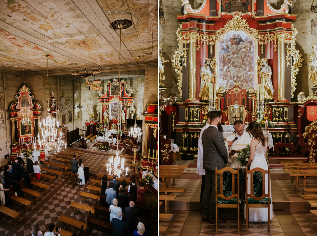First Look zdjęcia, ślub w Starej Stodole Dobczyce, rustykalny ślub