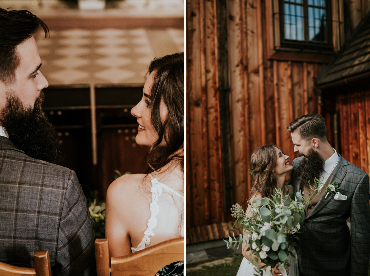 First Look zdjęcia, ślub w Starej Stodole Dobczyce, rustykalny ślub
