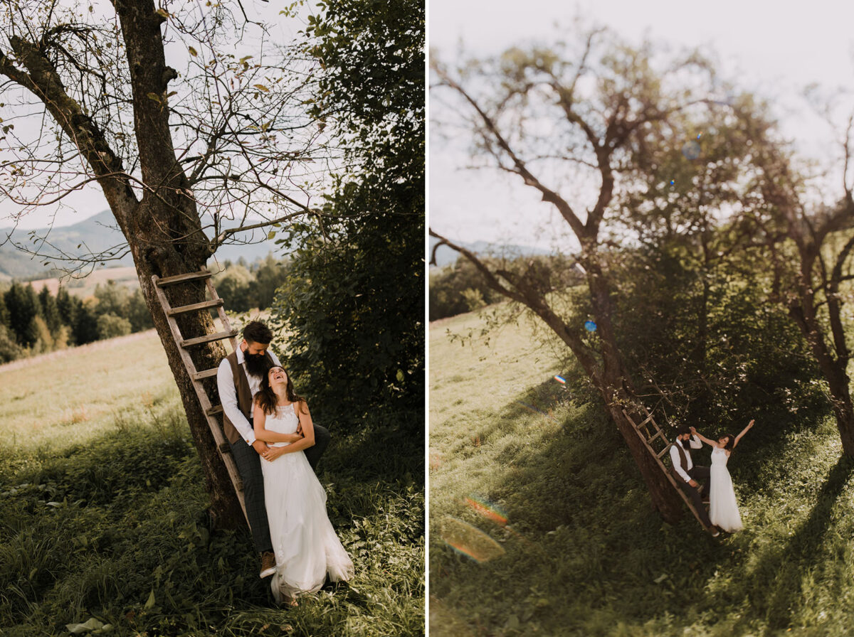 Boho sesja ślubna w Muszynie, sesja ślubna w lesie, rustykalna sesja Rytro