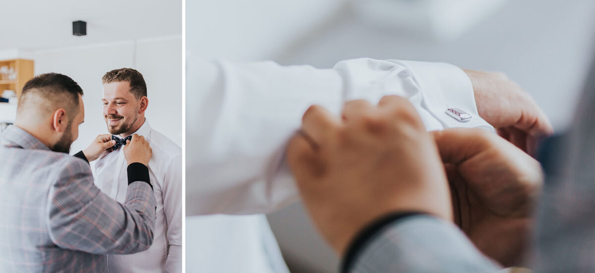 Ślub w kościele Apostołów Piotra i Pawła w Uściu Solnym, first look w ogrodzie