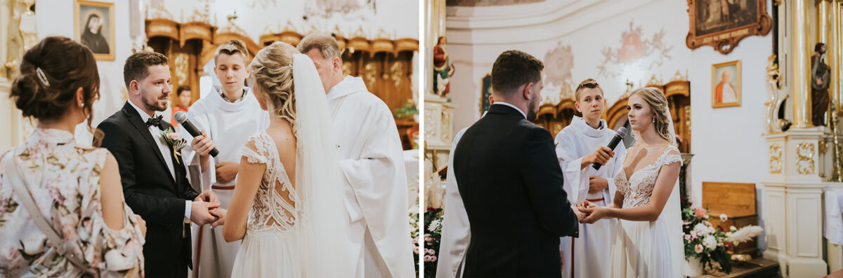 Ślub w kościele Apostołów Piotra i Pawła w Uściu Solnym, first look w ogrodzie