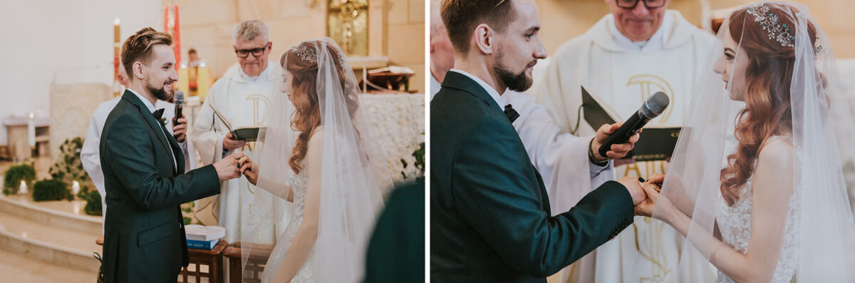 Sesja Krzyżtopór, rustykalny ślub plenerowy w lesie, kolor przewodni butelkowy zielony