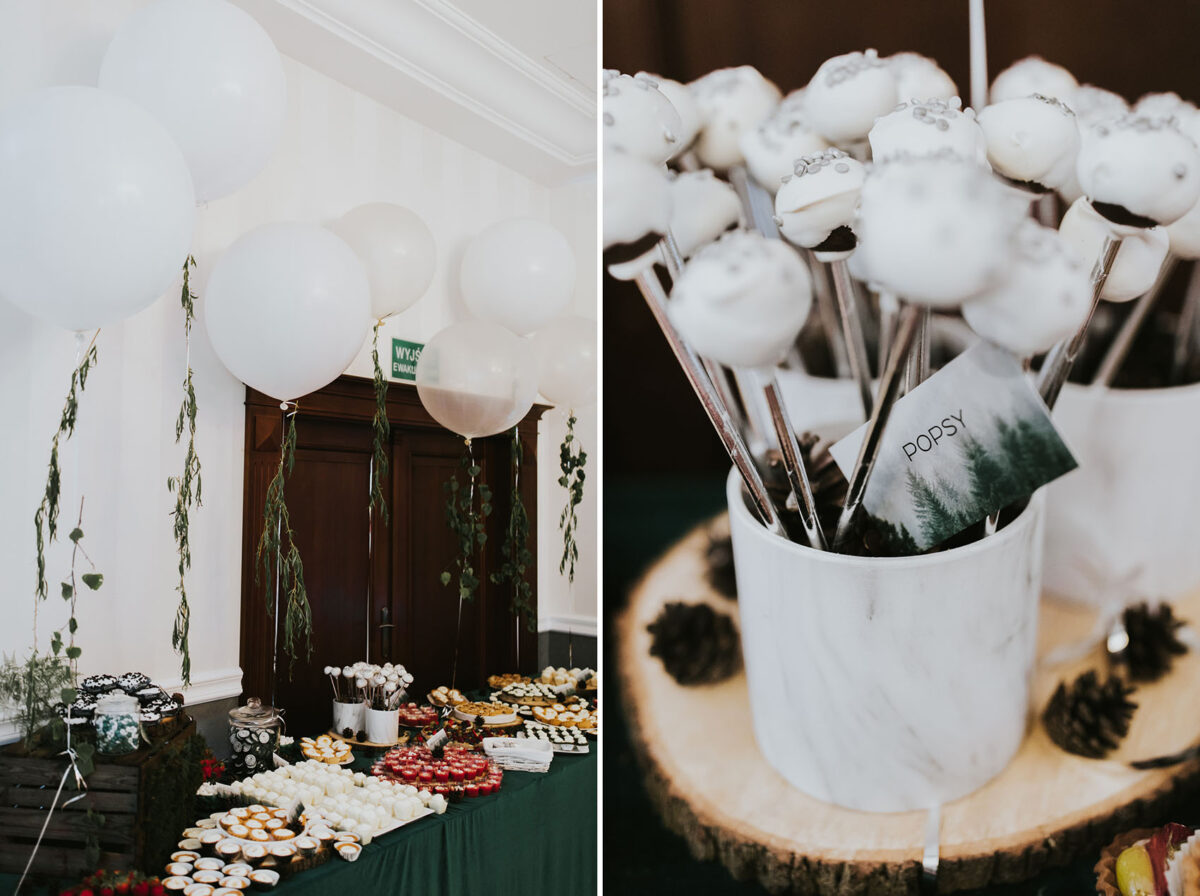 Sesja Krzyżtopór, rustykalny ślub plenerowy w lesie, kolor przewodni butelkowy zielony