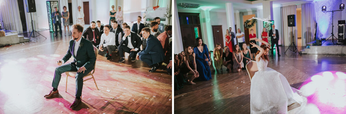 Sesja Krzyżtopór, kościół Św. Franciszka z Asyżu, liście confetti, wesele Hotel Bińkowski