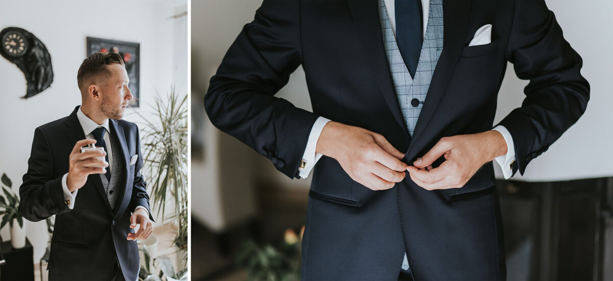 Ślub w Krakowie, First look w ogrodzie, kościół pw. Świętego Michała Archanioła w Zebrzydowicach