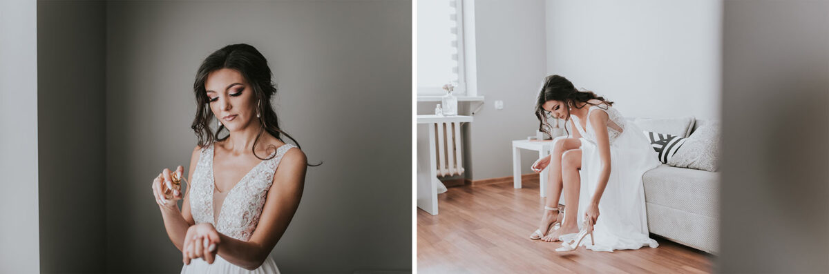 Ślub w Krakowie, First look w ogrodzie, kościół pw. Świętego Michała Archanioła w Zebrzydowicach