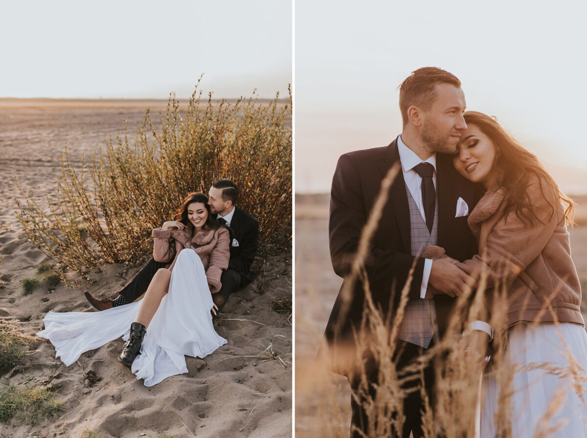 Wesele w okolicach Krakowa, pierwszy taniec, sesja ślubna na Pustyni Błędowskiej