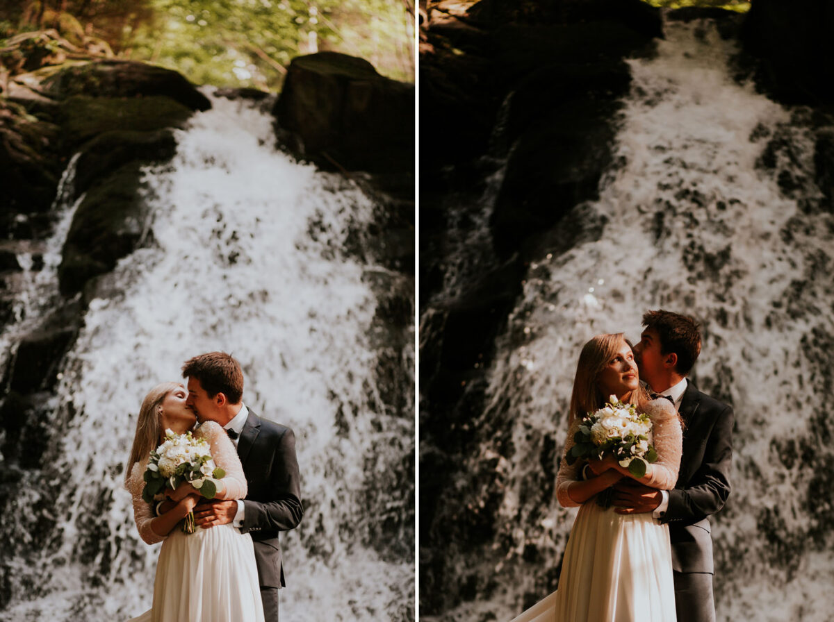 sesja ślubna w Warszawie, sesja ślubna przy wodospadzie, sesja ślubna w górach