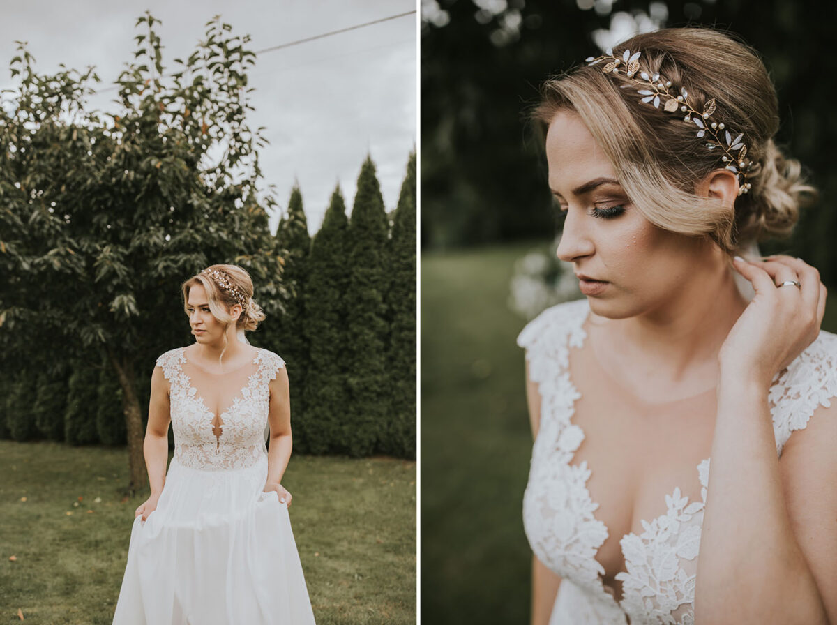 ślub w włoskim stylu, first look w ogrodzie