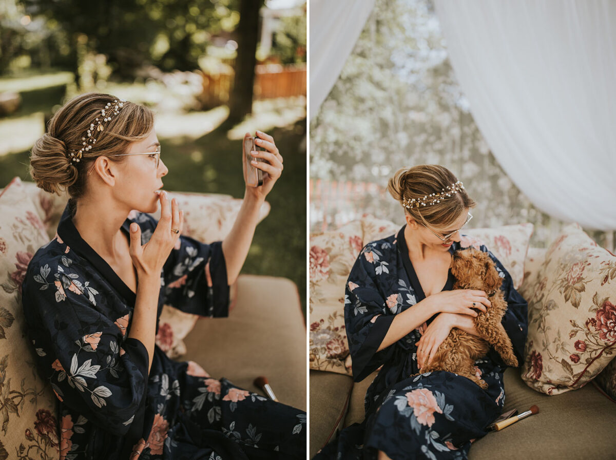 ślub w Rabce-Zdrój, first look w ogrodzie, kościół pw. św. Teresy od Dzieciątka Jezus