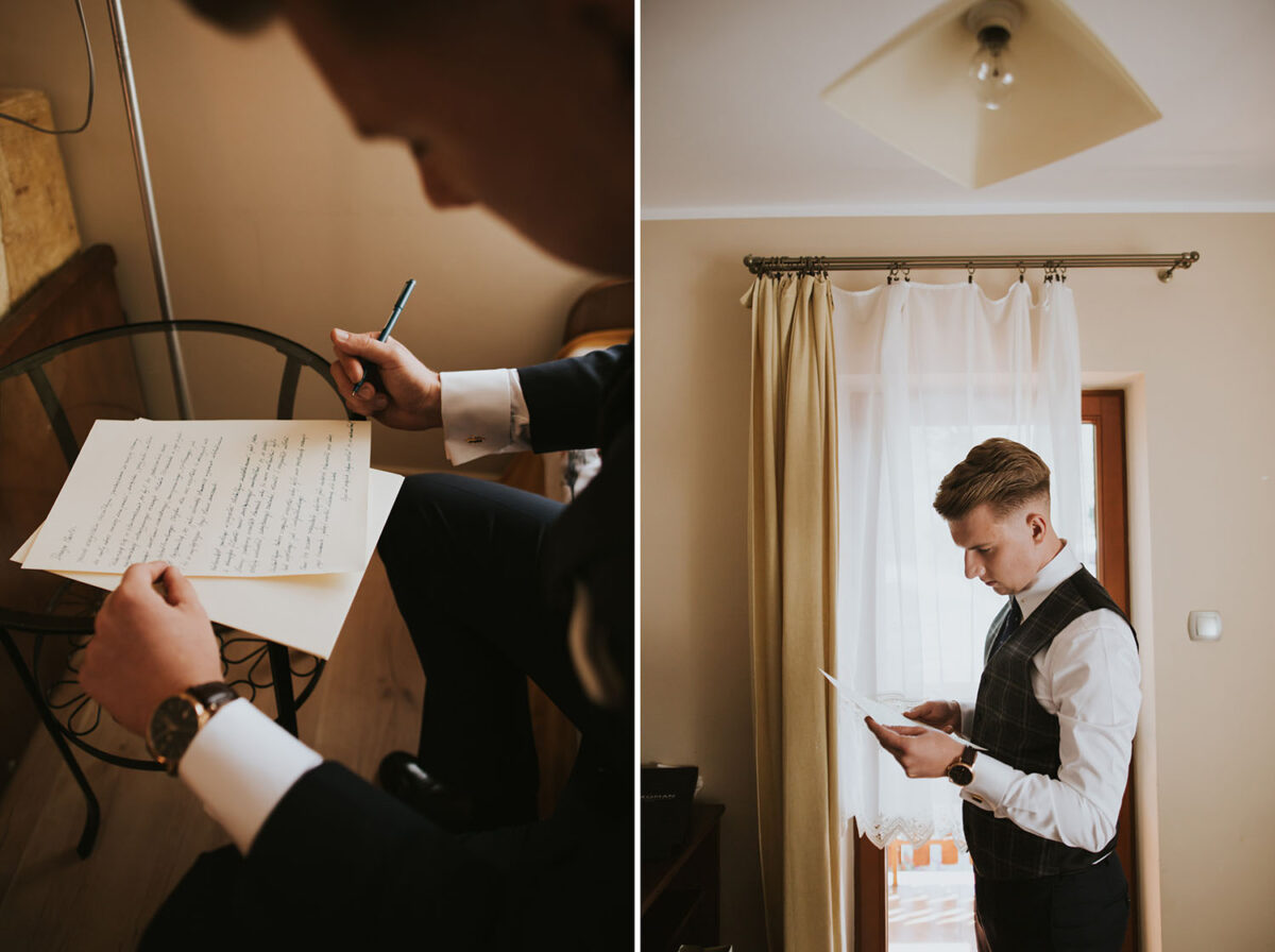 ślub w Rabce-Zdrój, first look w ogrodzie, kościół pw. św. Teresy od Dzieciątka Jezus