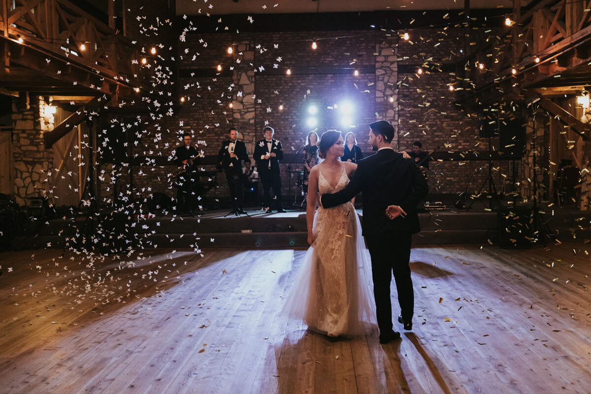 wesele w Dworzyszcze Wola, wesele w Krakowie, pierwszy taniec z konfetti