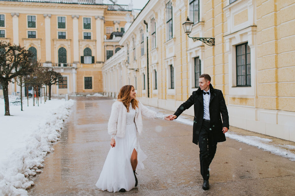 sesja ślubna zimą, sesja ślubna w Wiedniu, sesja ślubna za granicą