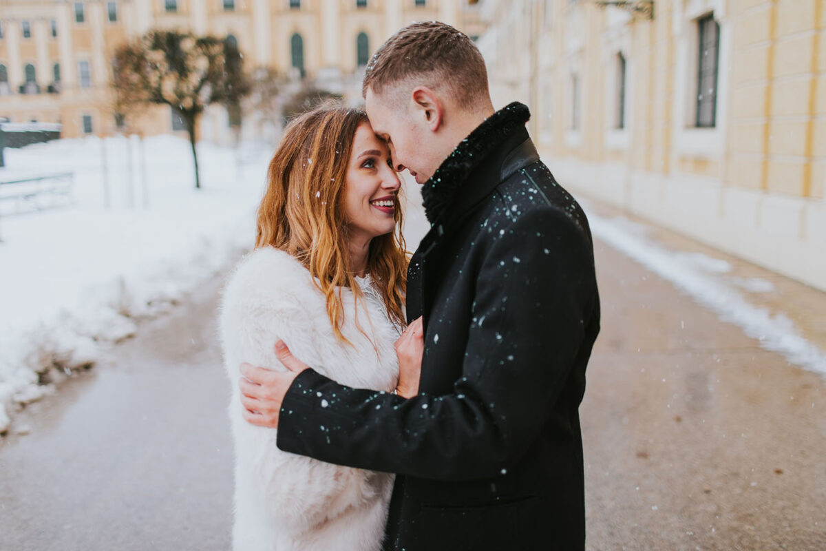 sesja ślubna zimą, sesja ślubna w Wiedniu, sesja ślubna za granicą