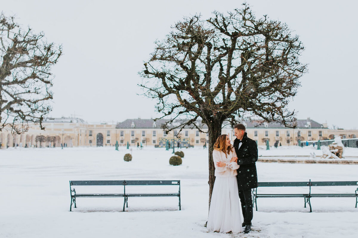 sesja ślubna zimą, sesja ślubna w Wiedniu, sesja ślubna za granicą