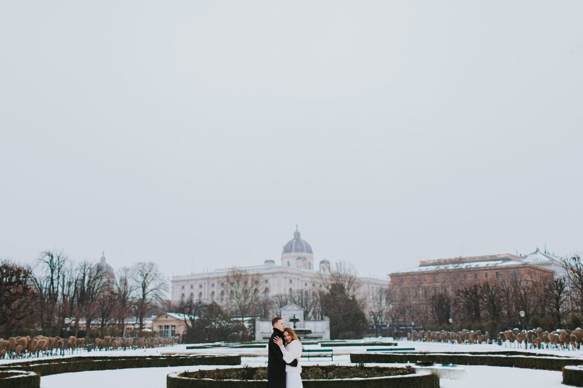 sesja ślubna zimą, sesja ślubna w Wiedniu, sesja ślubna za granicą