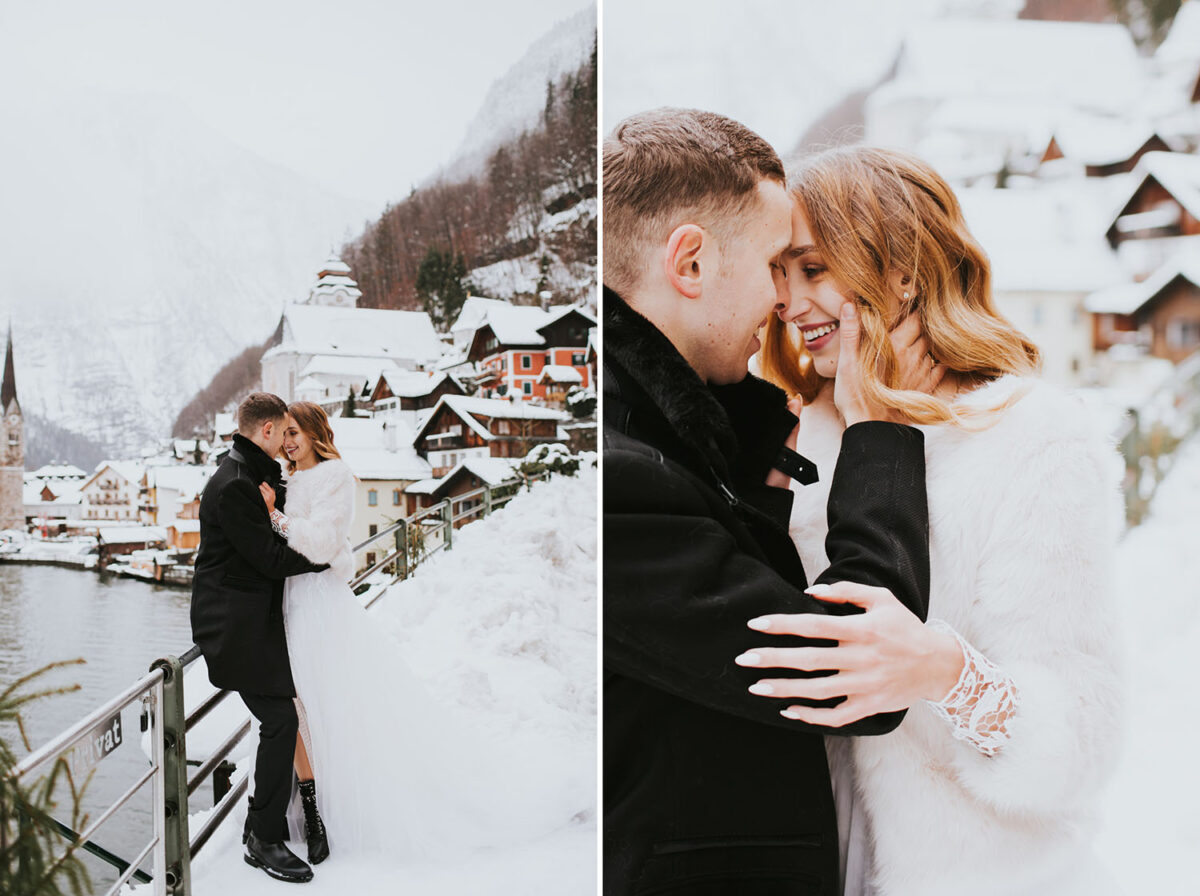 sesja ślubna zimą, sesja ślubna w Hallstatt, zimowa sesja ślubna w Hallstatt