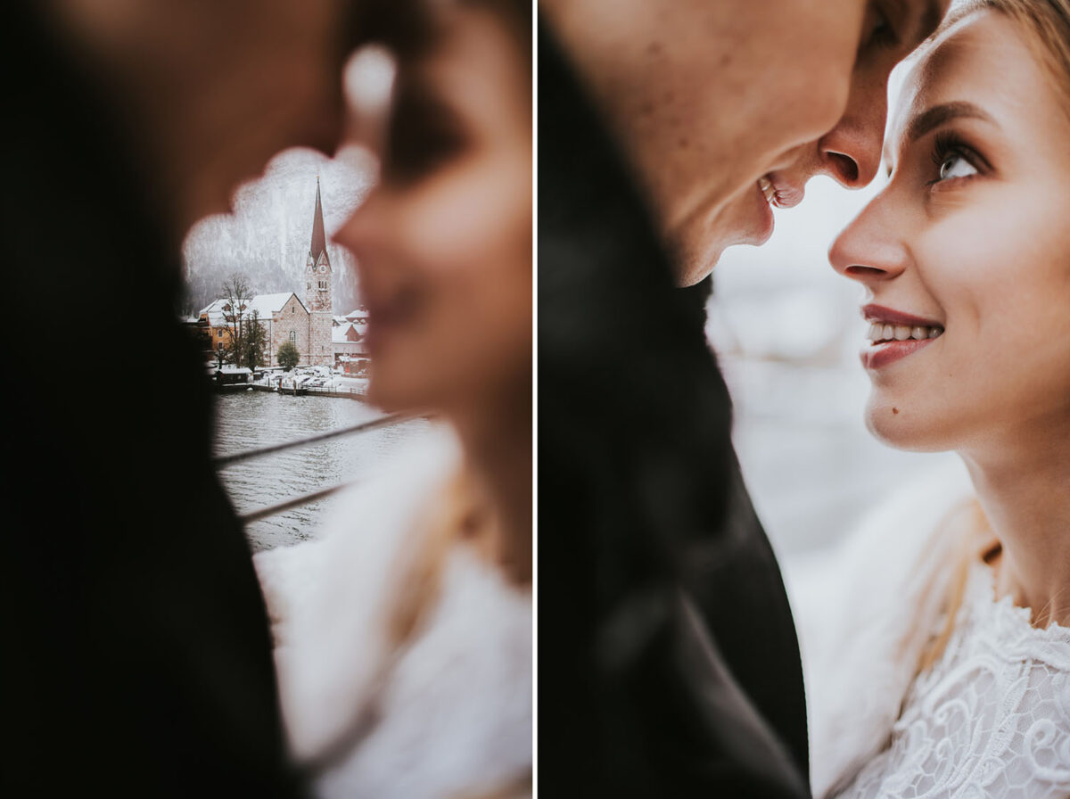 sesja ślubna zimą, sesja ślubna w Hallstatt, zimowa sesja ślubna w Hallstatt