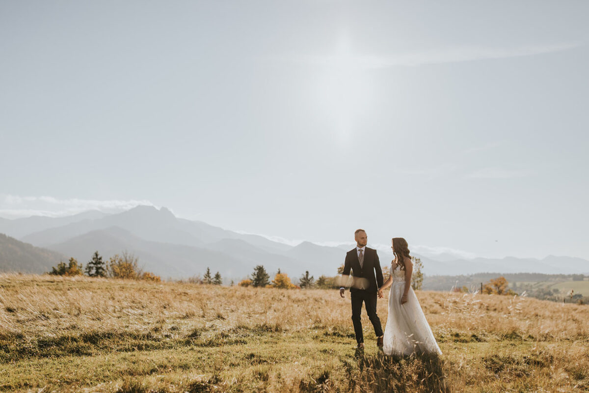 sesja ślubna w górach, sesja ślubna w Tatrach, hollywoodzkie fale