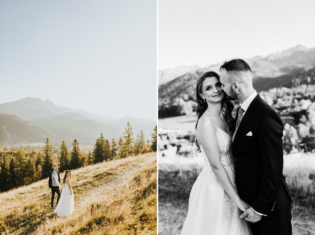 sesja ślubna w górach, sesja ślubna w Tatrach, suknia ślubna Carolina Prestige