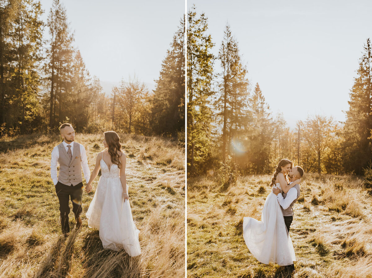 sesja ślubna w górach, sesja ślubna w Tatrach, suknia ślubna Carolina Prestige