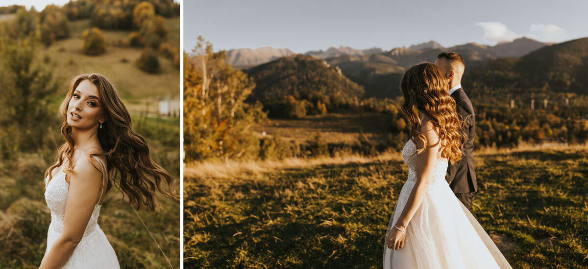 sesja ślubna w górach, sesja ślubna w Tatrach, suknia ślubna Carolina Prestige