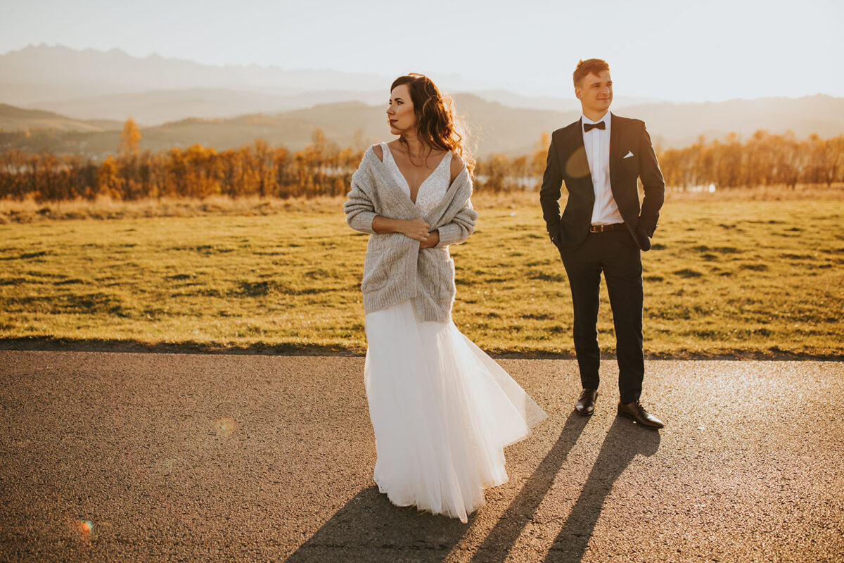 sesja ślubna nad Jeziorem Czorsztyńskim, Jezioro Czorsztyńskie, jesienna sesja ślubna