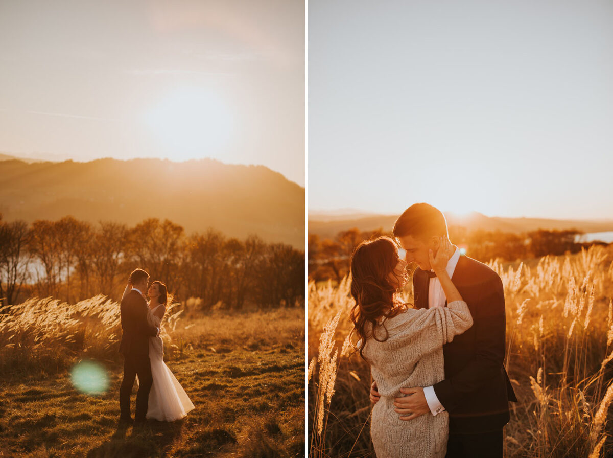 sesja ślubna nad Jeziorem Czorsztyńskim, Jezioro Czorsztyńskie, jesienna sesja ślubna