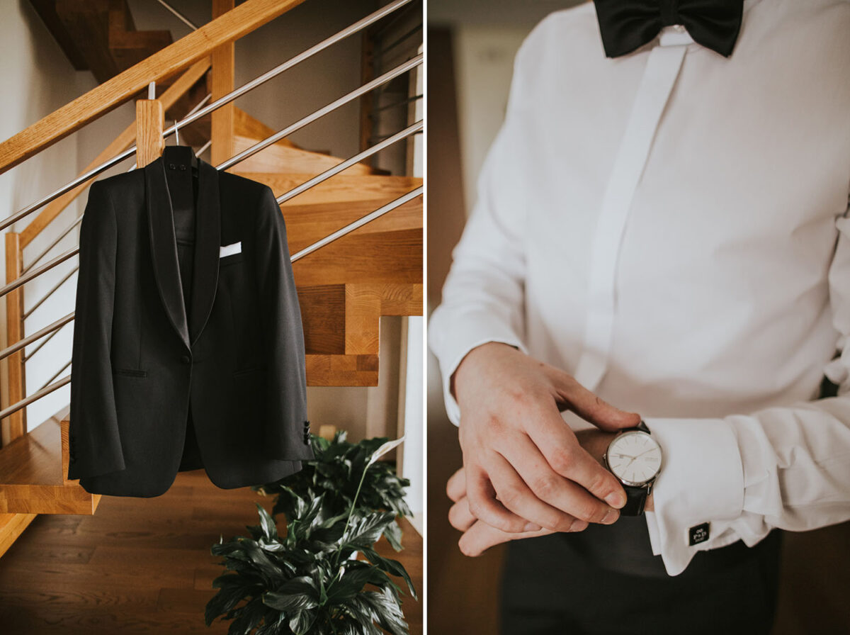 przygotowania Panny Młodej z psem, pies na ślubie, first look w ogrodzie