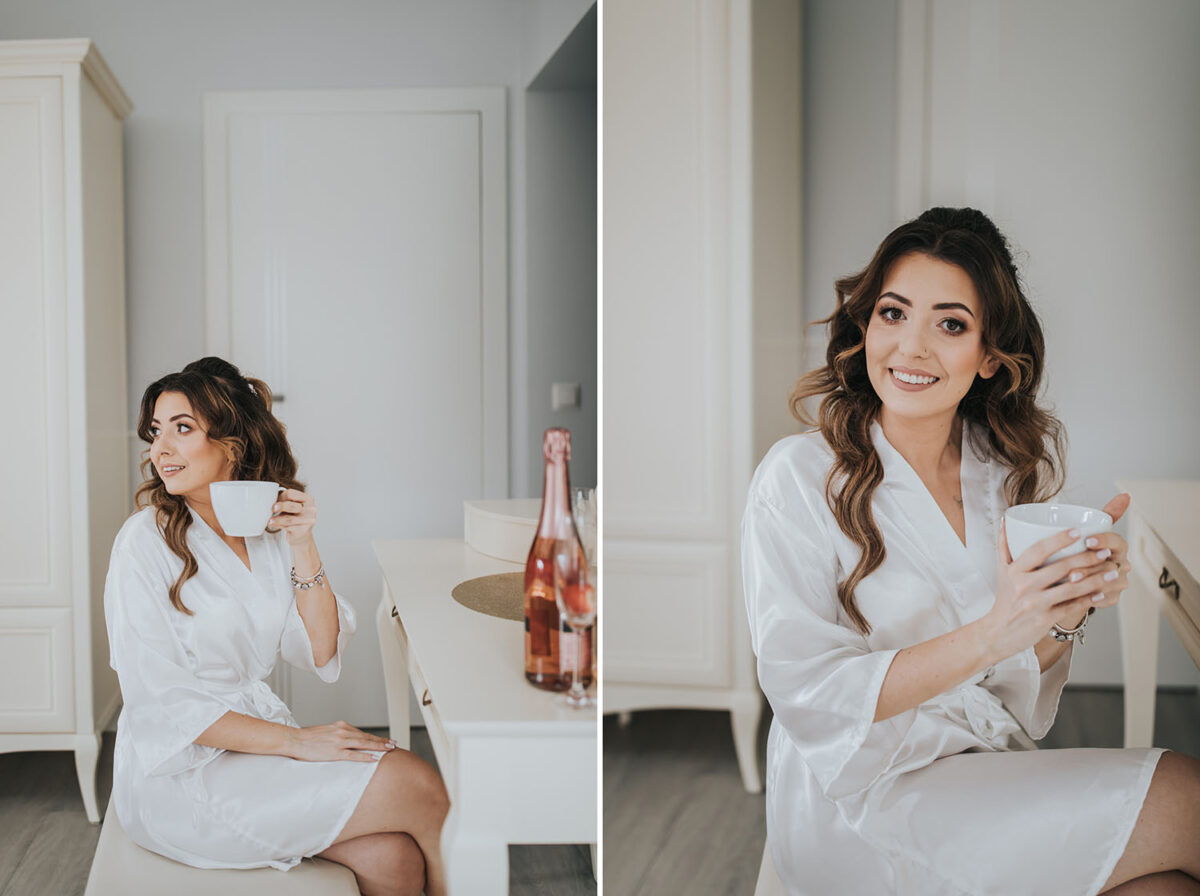 przygotowania Panny Młodej z psem, pies na ślubie, first look w ogrodzie